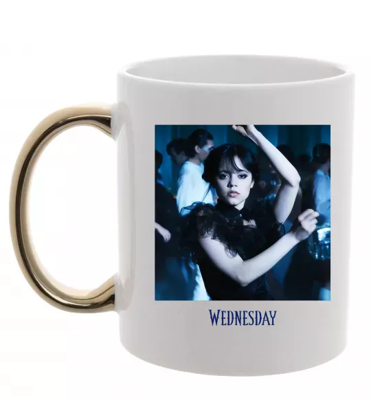 Чашка з кольоровою ручкою Wednesday dance Золото фото