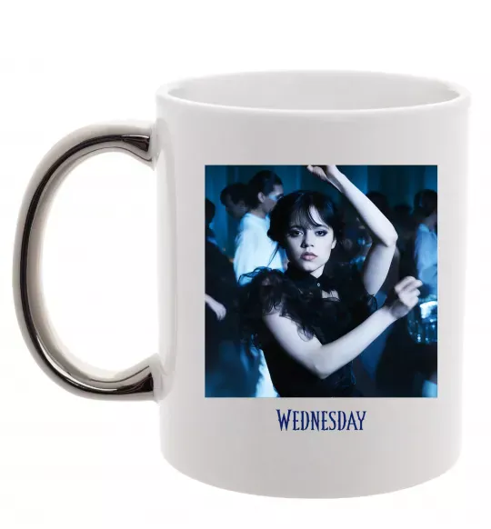 Чашка з кольоровою ручкою Wednesday dance Срібло фото