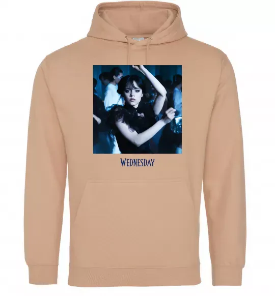Мужская толстовка (худи) Wednesday dance Песочный фото