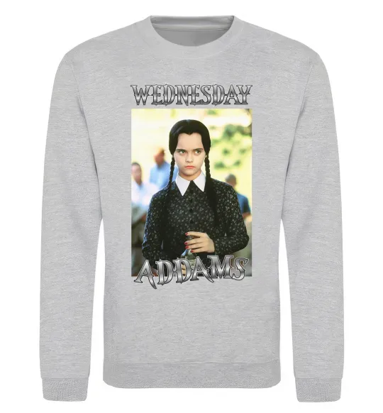 Свитшот Wednesday Addams retro Серый меланж фото