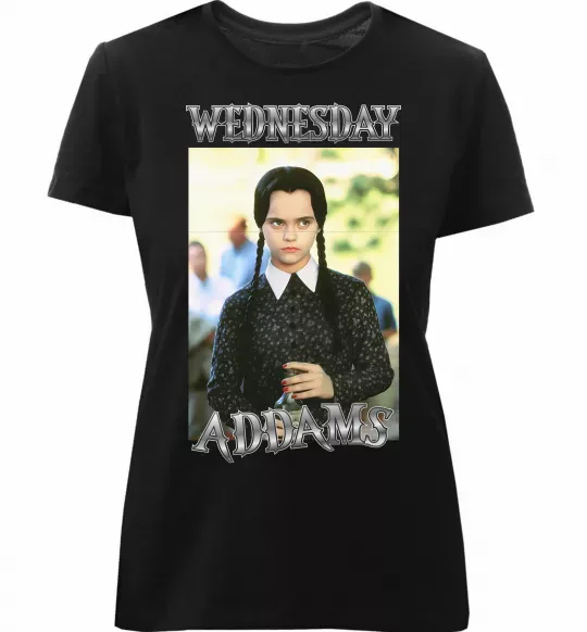 Женская премиум футболка Wednesday Addams retro Черный фото