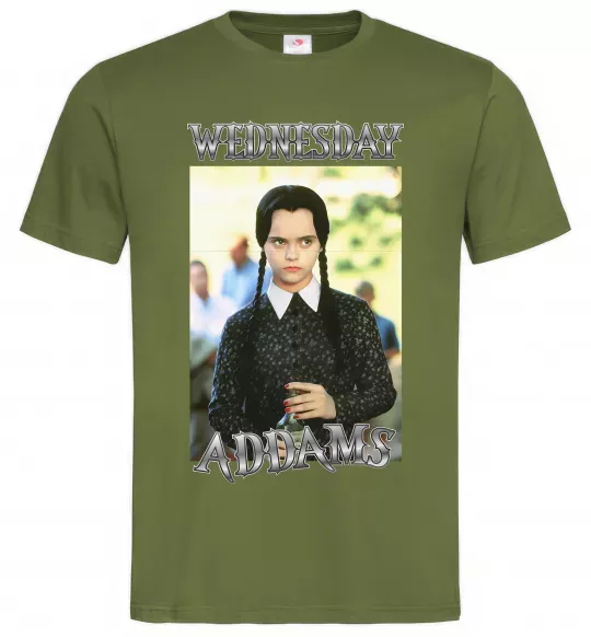 Чоловіча футболка Wednesday Addams retro Оливковий фото