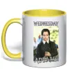 Чашка с цветной ручкой Wednesday Addams retro Солнечно желтый фото