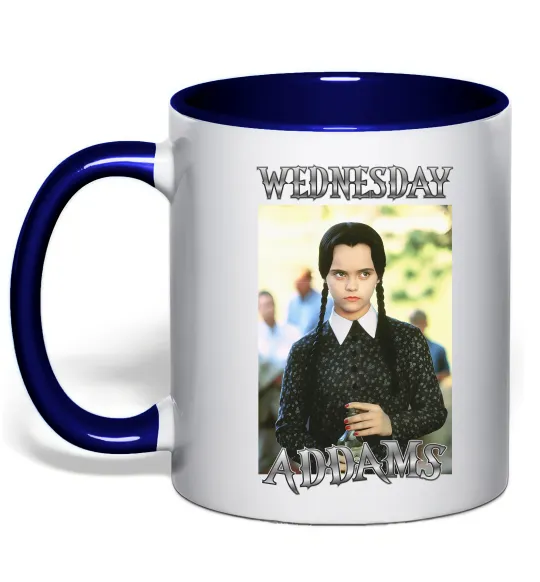 Чашка с цветной ручкой Wednesday Addams retro Глубокий темно-синий фото