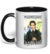 Чашка с цветной ручкой Wednesday Addams retro Черный фото