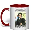 Чашка с цветной ручкой Wednesday Addams retro Красный фото