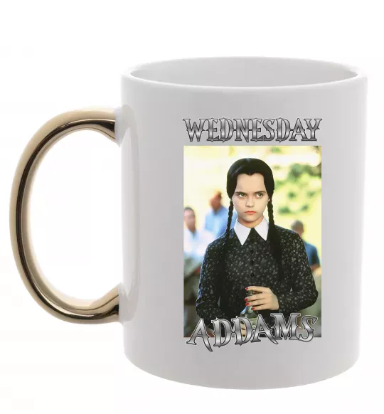 Чашка с цветной ручкой Wednesday Addams retro Золото фото