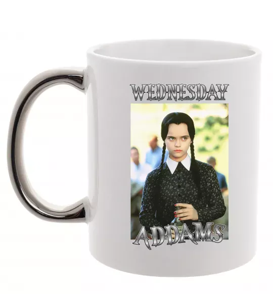 Чашка с цветной ручкой Wednesday Addams retro Серебро фото