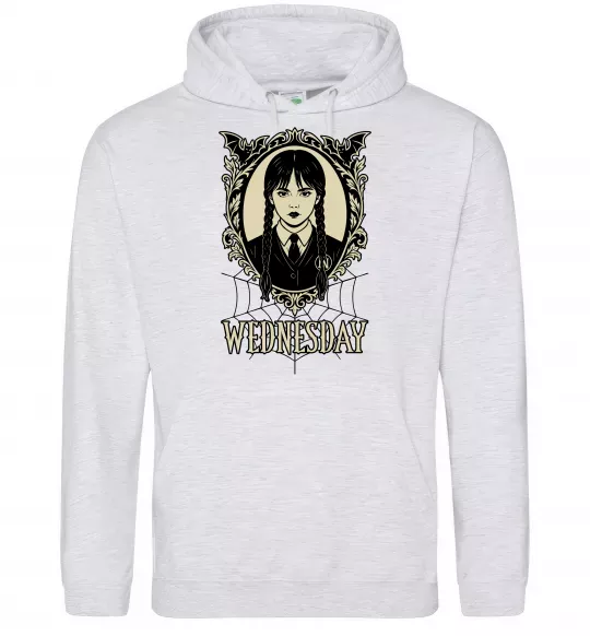Чоловіча толстовка (худі) Wednesday павутина Сірий меланж фото