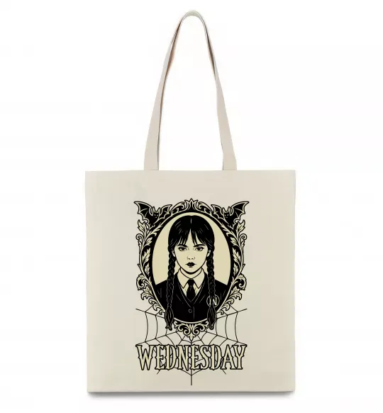 Эко-сумка Wednesday павутина Бежевый фото