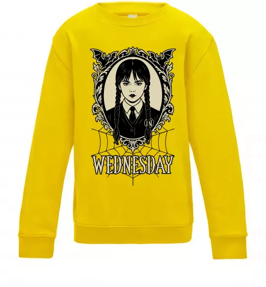 Детский Свитшот Wednesday павутина Солнечно желтый фото