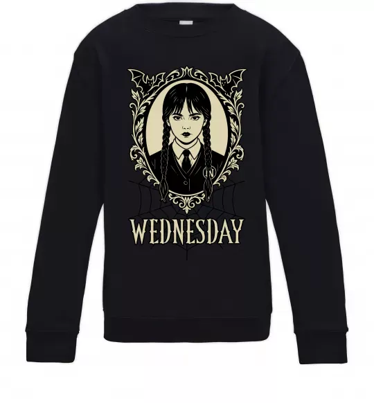 Детский Свитшот Wednesday павутина Черный фото