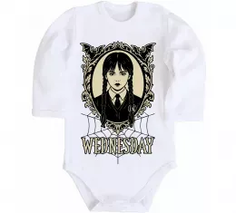 Детский боди Wednesday павутина Белый фото