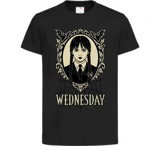 Дитяча футболка Wednesday павутина Чорний фото