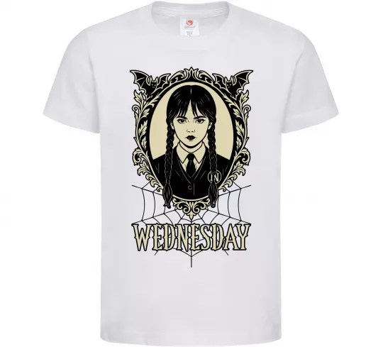Дитяча футболка Wednesday павутина Білий фото