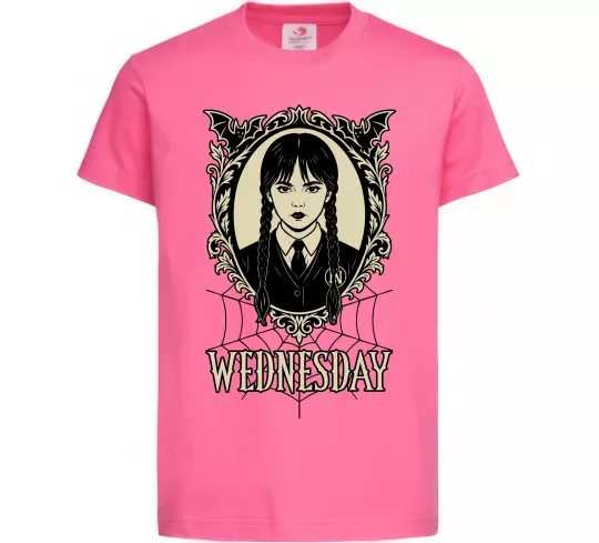 Дитяча футболка Wednesday павутина Яскраво-рожевий фото