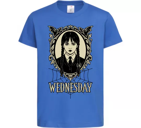 Дитяча футболка Wednesday павутина Яскраво-синій фото