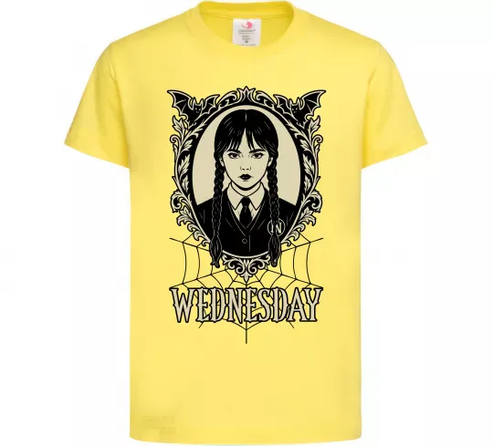 Дитяча футболка Wednesday павутина Лимонний фото