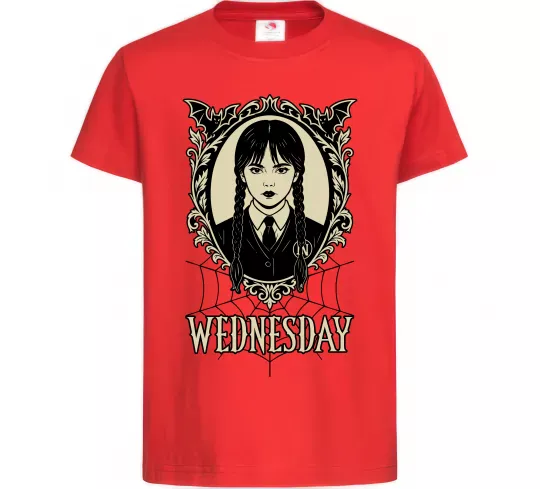 Дитяча футболка Wednesday павутина Червоний фото