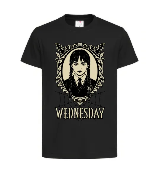 Дитяча футболка Wednesday павутина Чорний фото
