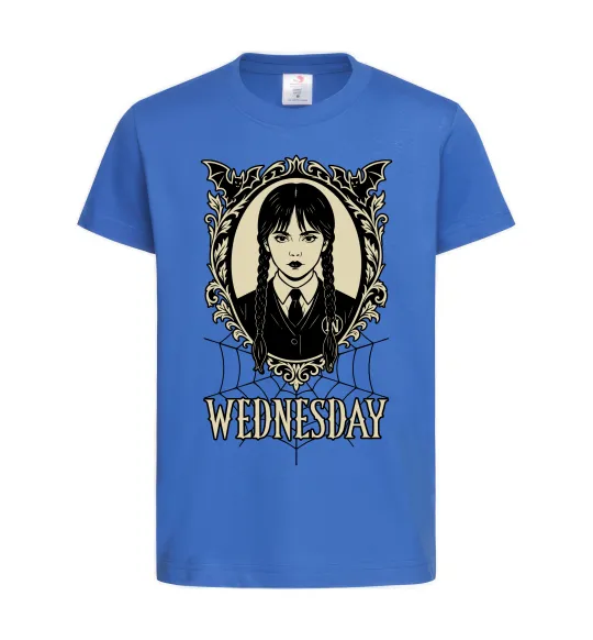 Дитяча футболка Wednesday павутина Яскраво-синій фото