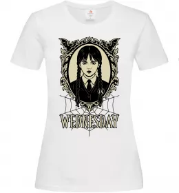 Женская футболка Wednesday павутина Белый фото
