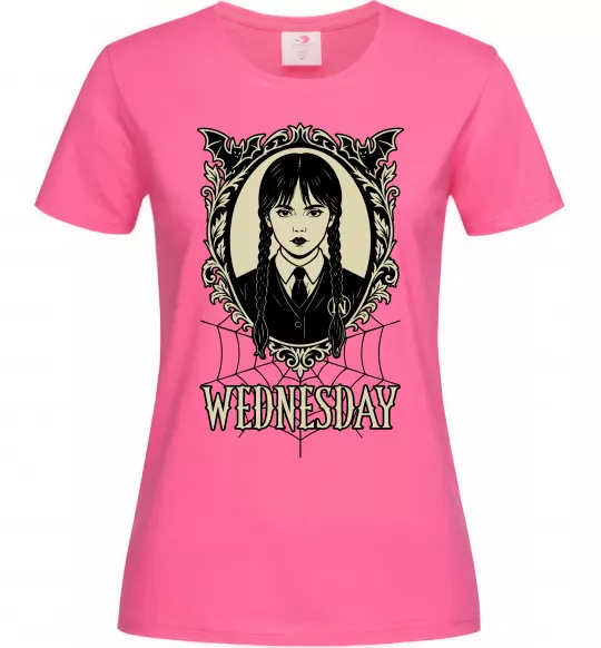 Женская футболка Wednesday павутина Ярко-розовый фото