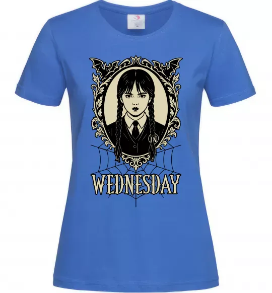 Женская футболка Wednesday павутина Ярко-синий фото