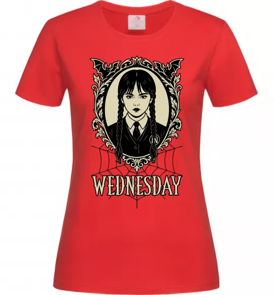 Женская футболка Wednesday павутина Красный фото