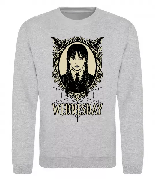Свитшот Wednesday павутина Серый меланж фото