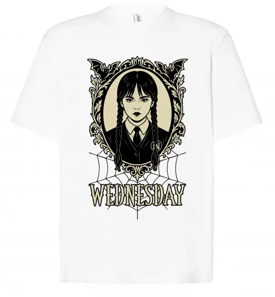 Футболка Оверсайз Wednesday павутина Білий фото