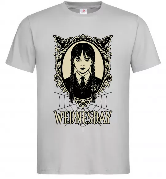 Мужская футболка Wednesday павутина Серый фото