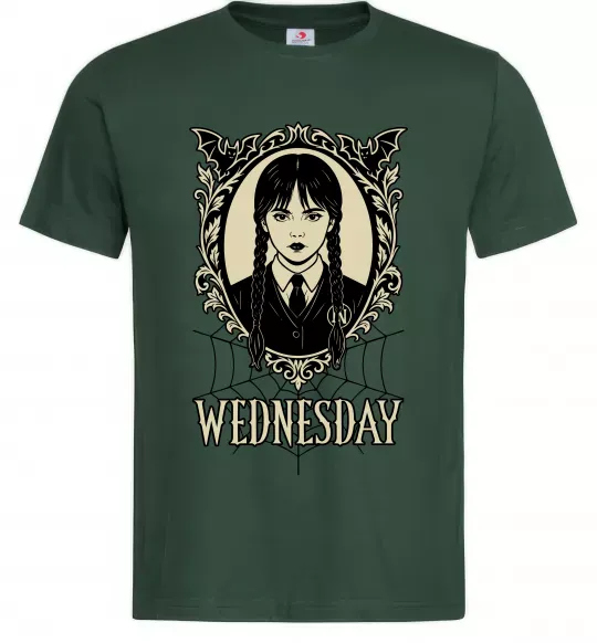 Мужская футболка Wednesday павутина Темно-зеленый фото