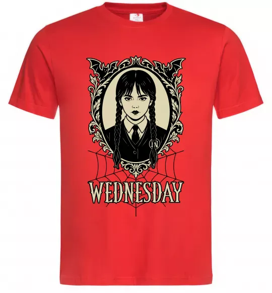 Мужская футболка Wednesday павутина Красный фото