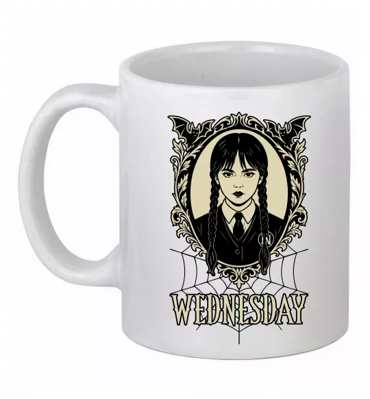Чашка керамическая Wednesday павутина Белый фото
