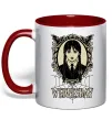 Чашка з кольоровою ручкою Wednesday павутина Червоний фото