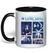Чашка з кольоровою ручкою Wednesday колаж Чорний фото