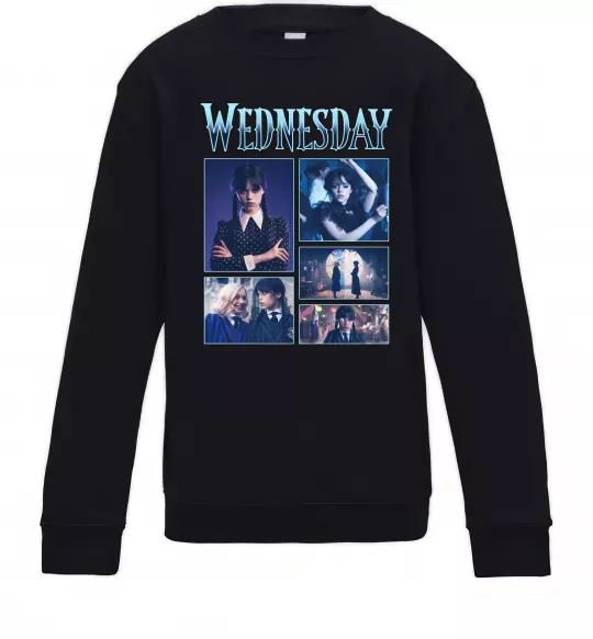 Детский Свитшот Wednesday колаж Черный фото