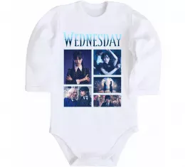 Детский боди Wednesday колаж Белый фото