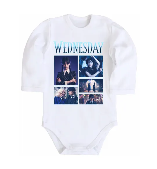 Детский боди Wednesday колаж Белый фото