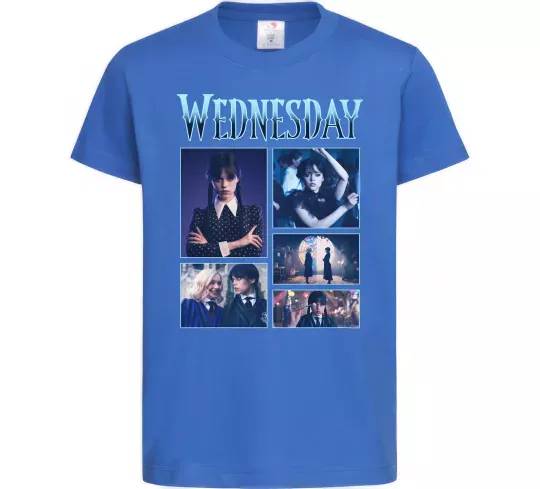 Детская футболка Wednesday колаж Ярко-синий фото