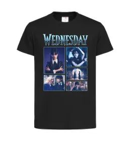 Дитяча футболка Wednesday колаж Чорний фото