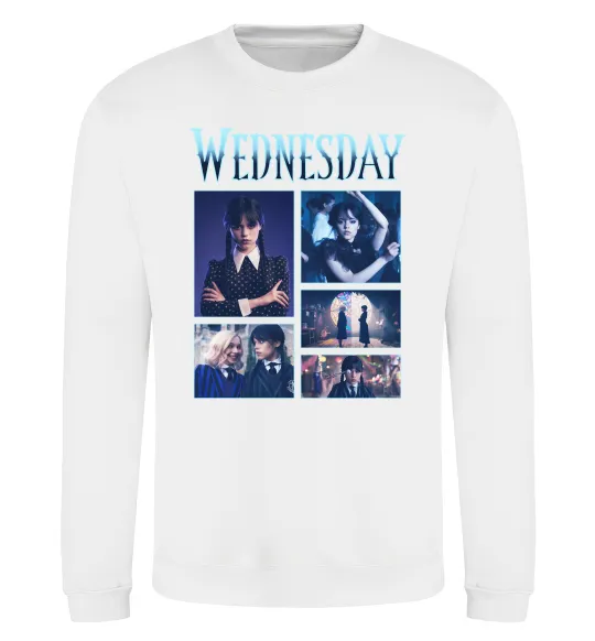 Свитшот Wednesday колаж Белый фото