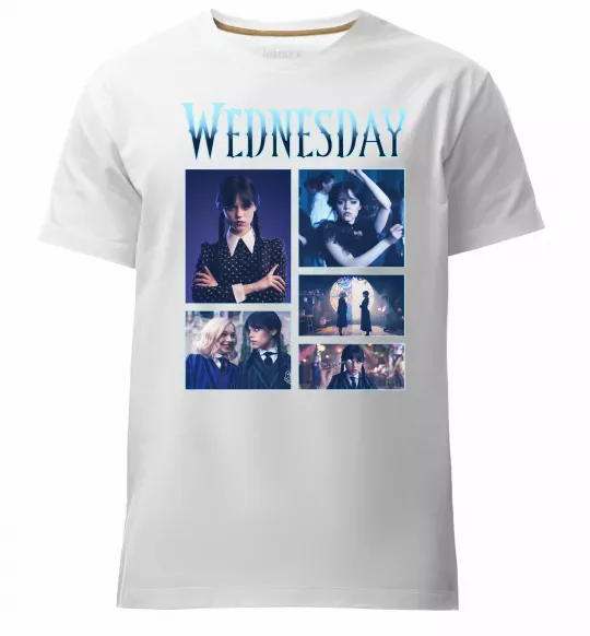 Чоловіча преміум футболка Wednesday колаж Білий фото