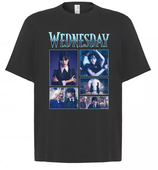Футболка Оверсайз Wednesday колаж Чорний фото