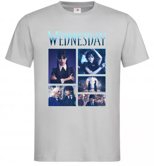 Мужская футболка Wednesday колаж Серый фото