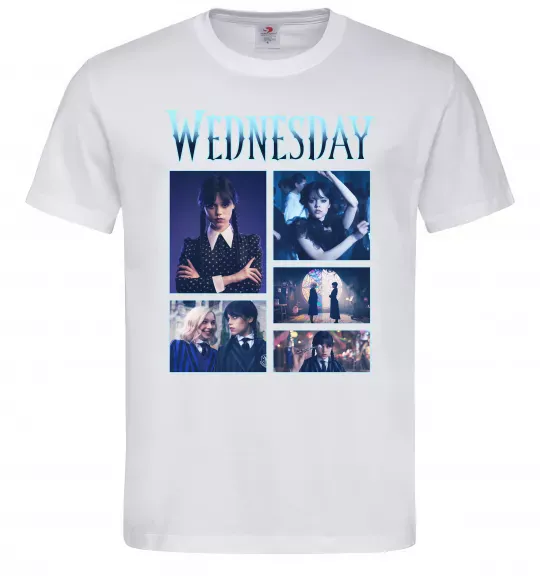 Мужская футболка Wednesday колаж Белый фото