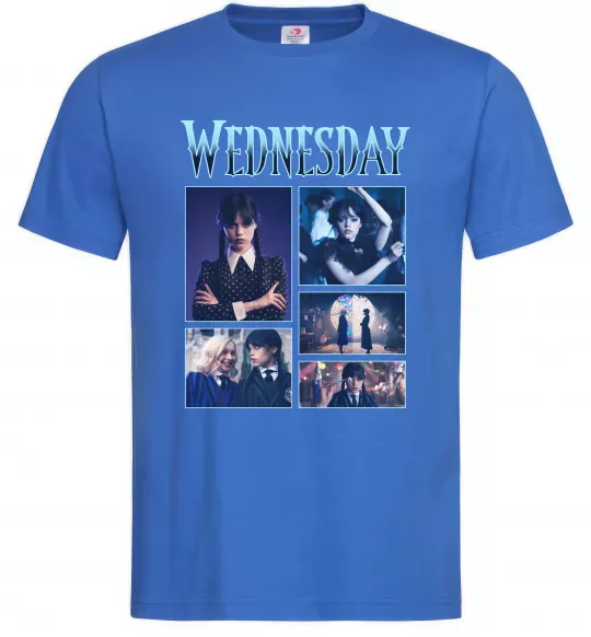 Мужская футболка Wednesday колаж Ярко-синий фото