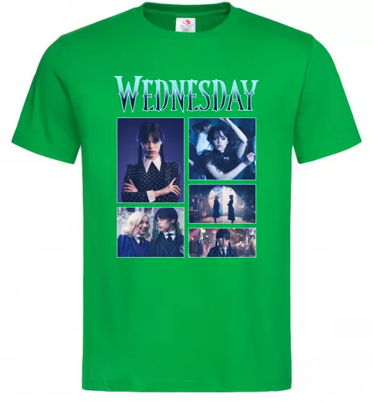 Мужская футболка Wednesday колаж Зеленый фото