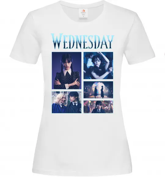 Жіноча футболка Wednesday колаж Білий фото